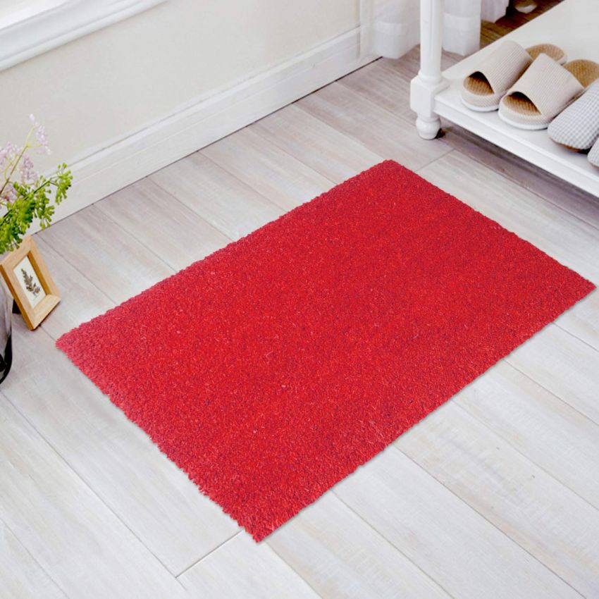 Onlymat Natural Coir Anti-Slip Rectangular Entryway Doormat, PVC Backing for Outdoor Entrance, Home, Floor, Door, Hall, Drawing Room, Living Room (Red, 60 x 40 cm)