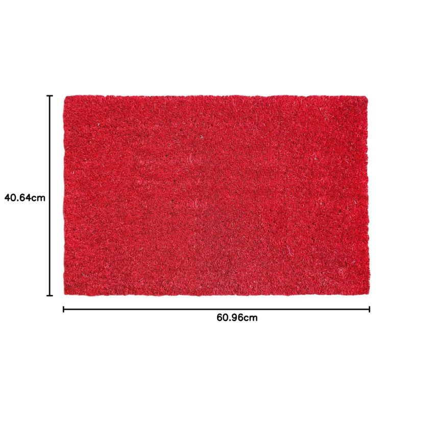 Onlymat Natural Coir Anti-Slip Rectangular Entryway Doormat, PVC Backing for Outdoor Entrance, Home, Floor, Door, Hall, Drawing Room, Living Room (Red, 60 x 40 cm)