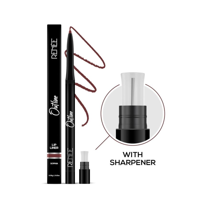 RENEE Outline Lip Liner With Built-in Sharpener 07 Sophia 0.35gm, Long Lasting & Smudge Proof, Matte Finish & Rich Color Payoff, One Swipe Application