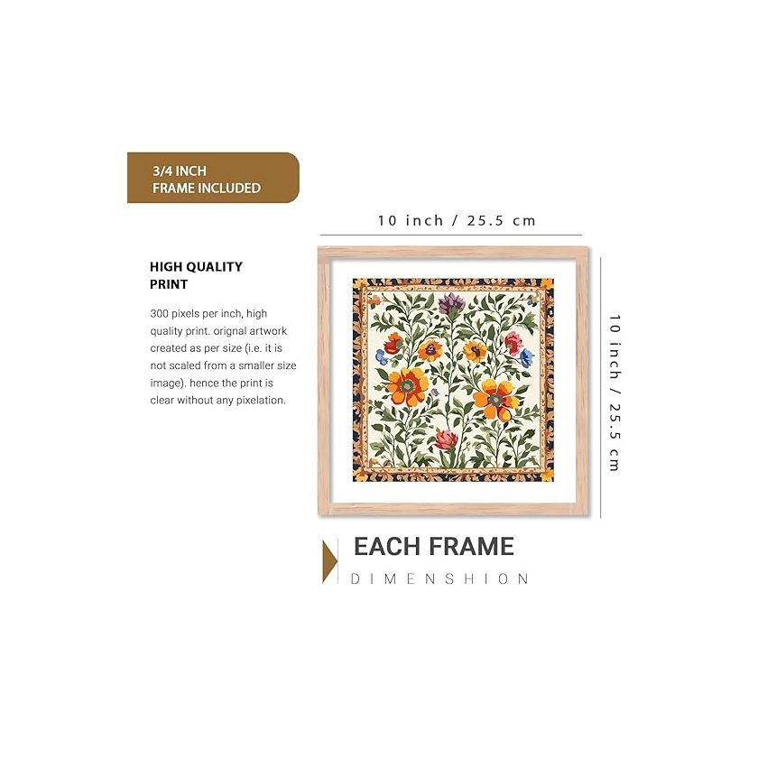 kotart Premium Digital Madhubani Art Paintings with Frame for Home Decor - Traditional Indian Painting for Wall Decoration (10x10 inch, Painting 1)