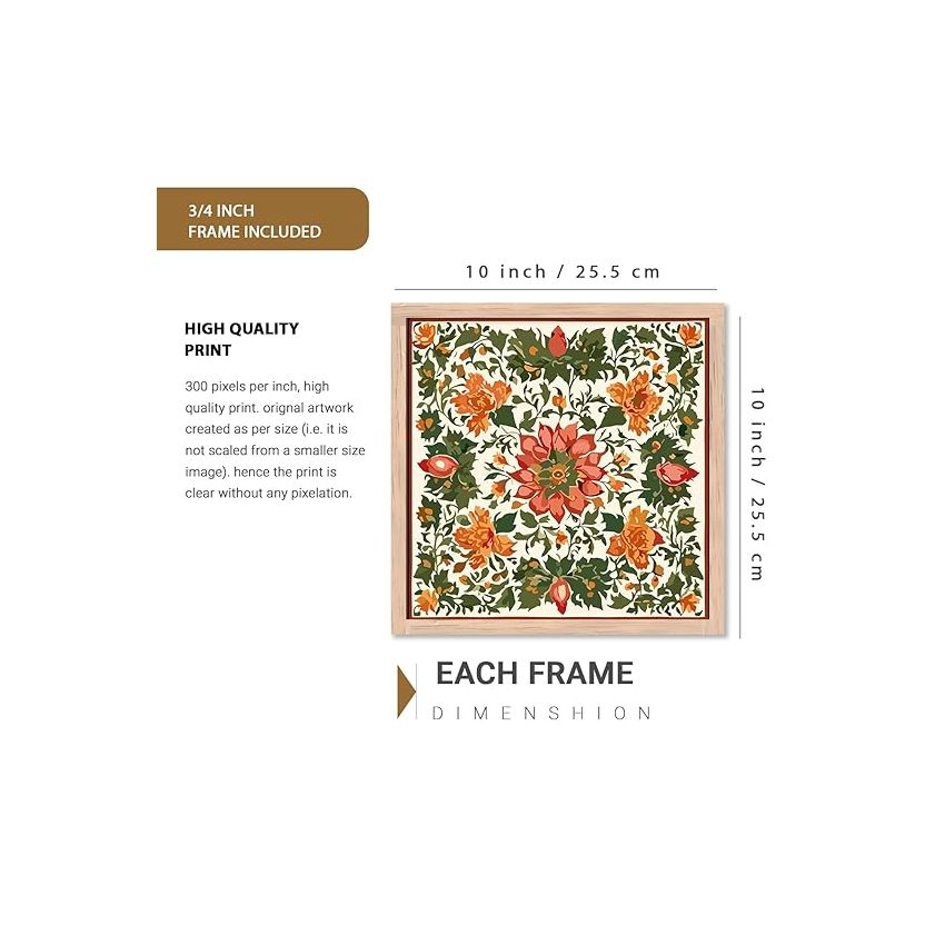 kotart Premium Digital Madhubani Art Paintings with Frame for Home Decor - Traditional Indian Painting for Wall Decoration (10x10 inch, Painting 2)