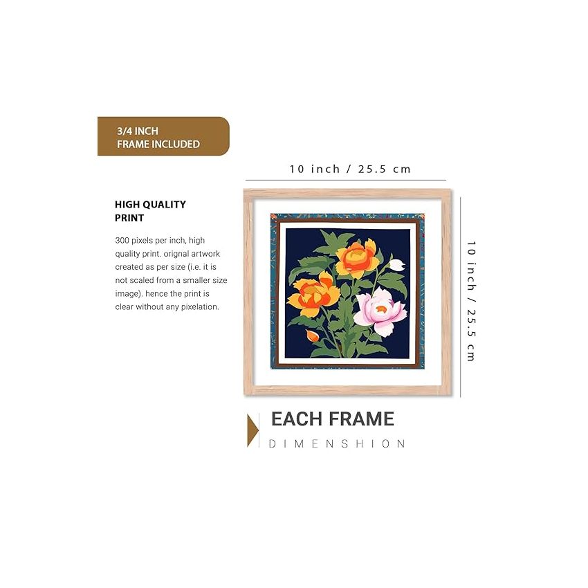 kotart Premium Digital Madhubani Art Paintings with Frame for Home Decor - Traditional Indian Painting for Wall Decoration (10x10 inch, Painting 4)