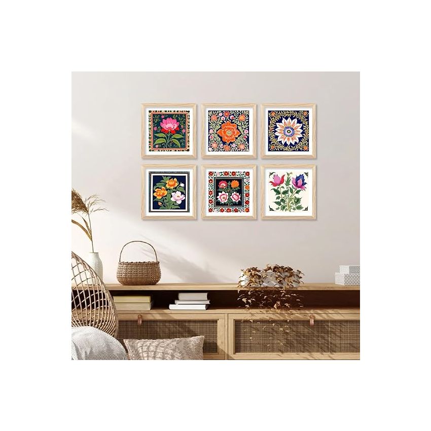 kotart Premium Digital Madhubani Art Paintings with Frame for Home Decor - Traditional Indian Painting for Wall Decoration (10x10 inch, Painting 4)