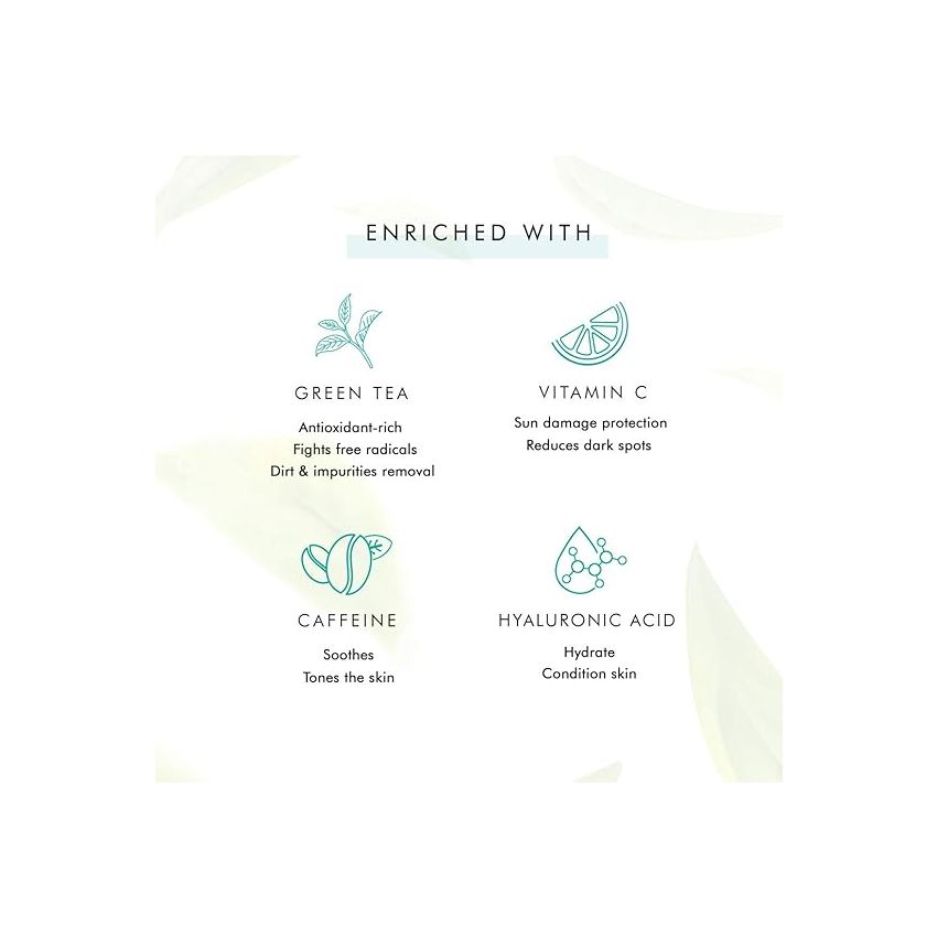 mCaffeine Naked Detox Green Tea Face Wash (Pack Of 2)| Dirt Removal | Vitamin C, Hyaluronic Acid | All Skin | Paraben & SLS Free | 100 ml