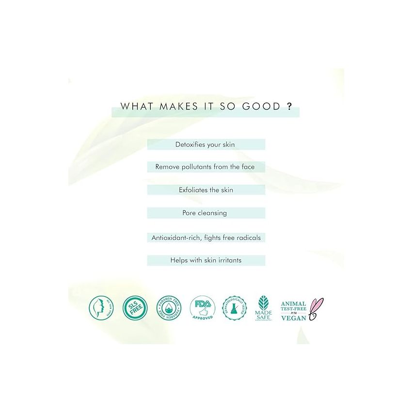 mCaffeine Naked Detox Green Tea Face Wash (Pack Of 2)| Dirt Removal | Vitamin C, Hyaluronic Acid | All Skin | Paraben & SLS Free | 100 ml