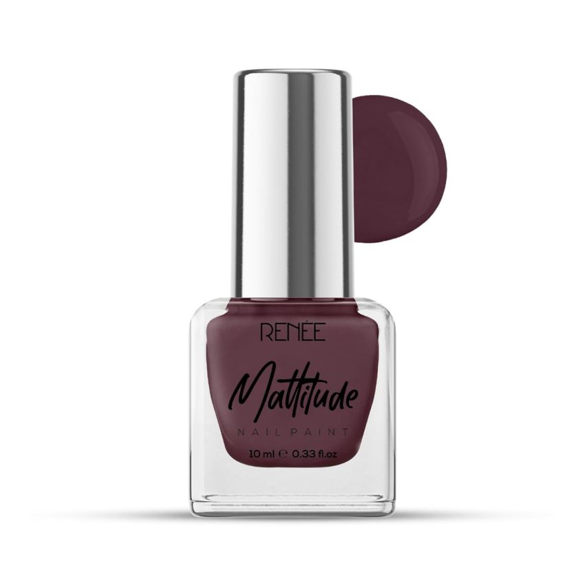 RENEE Mattitude Nail Paint- Rosewood Pink 10ml | Quick Drying, Matte Finish, Long Lasting, Chip resisting Formula with High coverage | Acetone & Paraben Free
