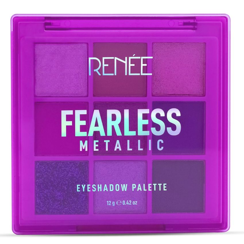 RENEE Fearless Eyeshadow Palettes – Metallic 12gm, Vibrant Shades, Travel Friendly, Long Lasting, Non Creasing, Easy-to-blend & Build Up For Eye-catching Extravagance Look with Effortlessly Transition From An Office To Glamorous Smoky Eye
