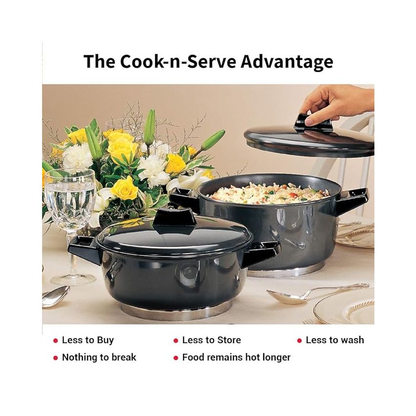 Hawkins Futura 3 Litre Cook n Serve Bowl, Hard Anodised Saucepan with Hard Anodised Lid, Induction Pan, Sauce Pan for Cooking and Serving, Black (IACB30) (Aluminium)