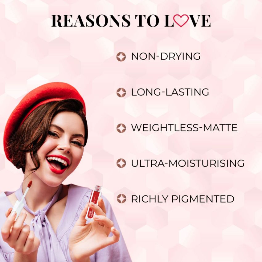 Just Herbs Ayurvedic Liquid Lipstick Kit Set of 3 with Long Lasting, Hydrating & Lightweight Lip Colour, Full Size - Paraben & Silicon Free - 6 ml (Night + Cocktail Look)