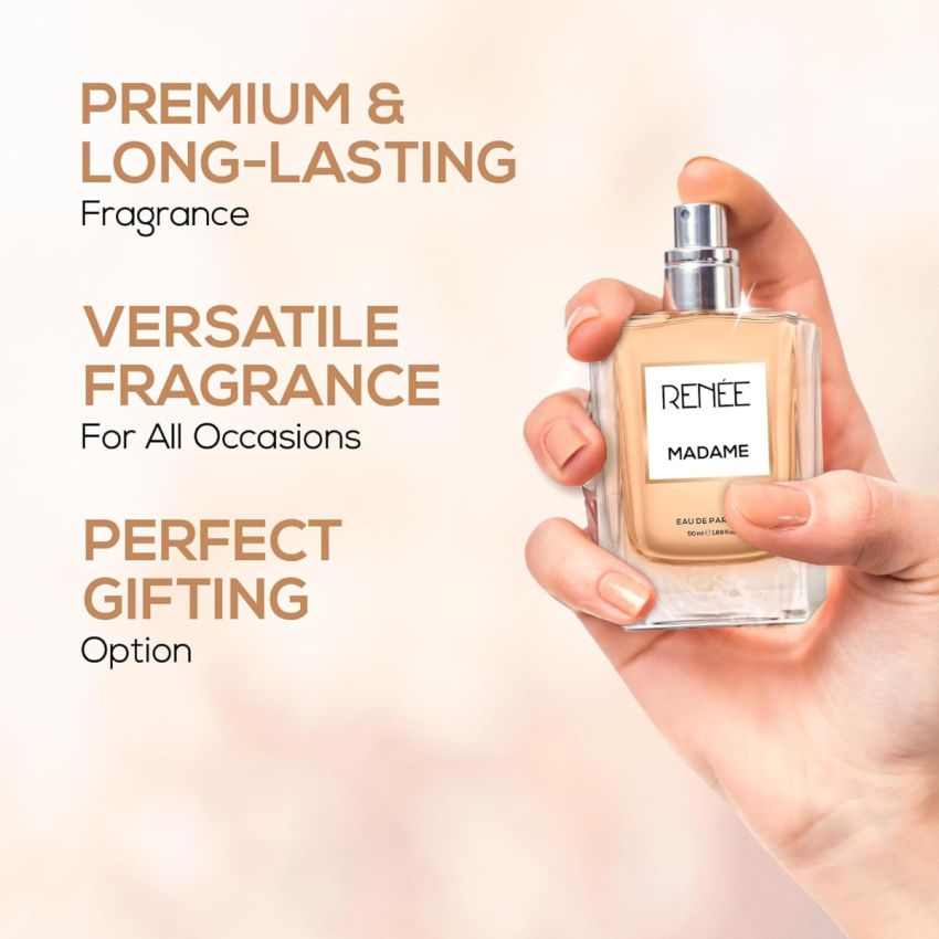 RENEE Madame Eau De Parfum 50ml - Premium Long-Lasting Fragrance with Notes of Pomegranate, Yuzu, Peony & Amber - Versatile Scent for All Occasions - Redefine Elegance & Sophistication