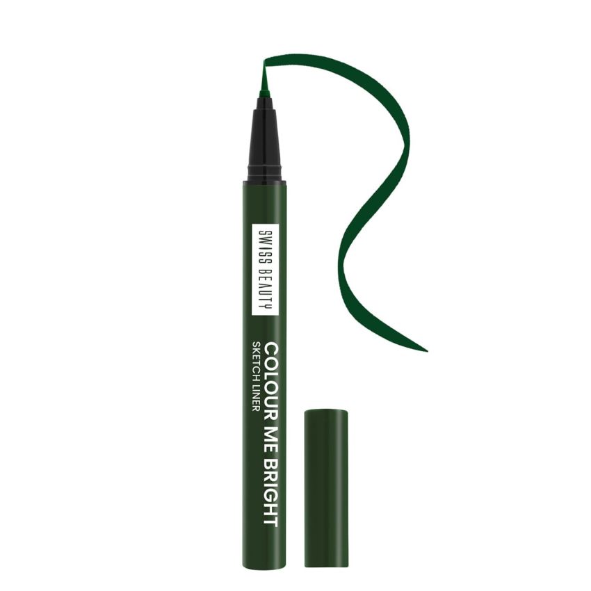 Swiss Beauty Colour Me Bright Matte finish Sketch Eyeliner with soft pen tip applicator | Quick Drying | Waterproof, smudge-proof eyeliner | Shade - Passion Green, 0.7ml