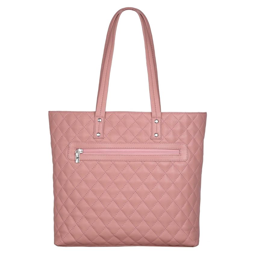 URBAN FOREST Nancy Pastel Pink Quilted Leather Handbag for Women