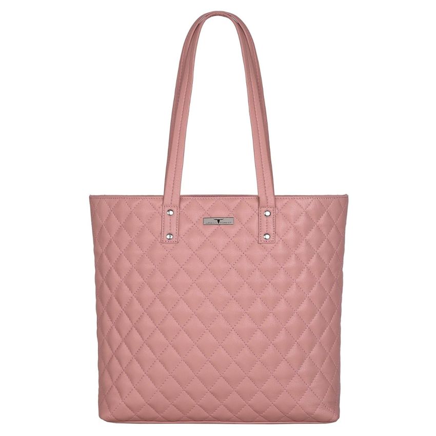 URBAN FOREST Nancy Pastel Pink Quilted Leather Handbag for Women