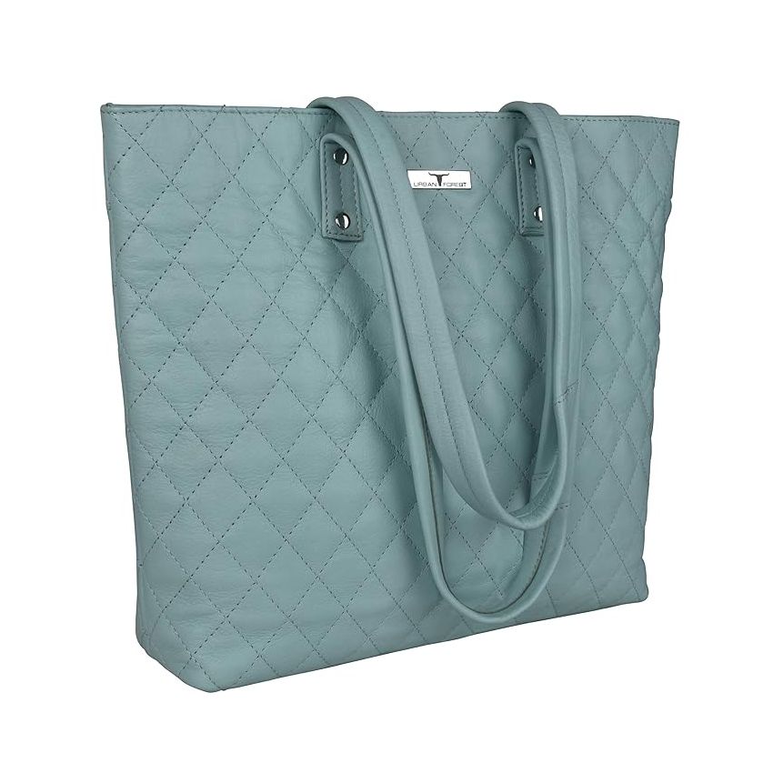 URBAN FOREST Nancy Pastel Blue Quilted Leather Handbag for Women