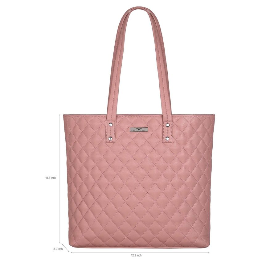 URBAN FOREST Nancy Pastel Pink Quilted Leather Handbag for Women