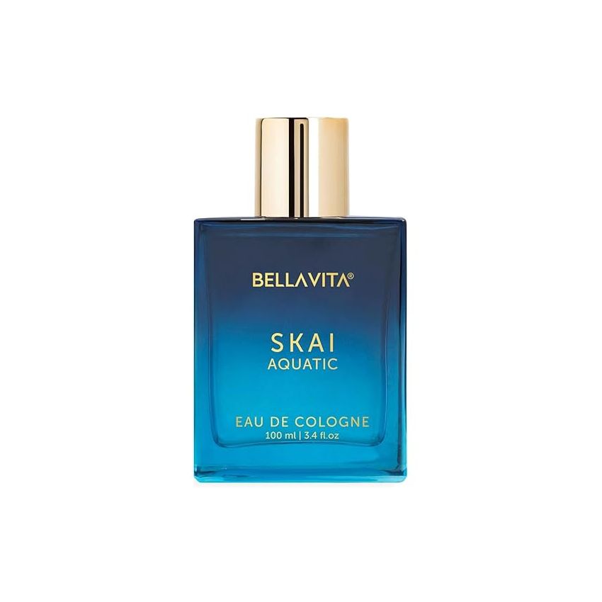 Bella Vita Luxury Skai Aquatic Unisex Eau De Cologne Liquid With Bergamot, Lavender & Patchouli|Premium, Long Lasting Woody Fragrance For Men & Women, 100 Ml