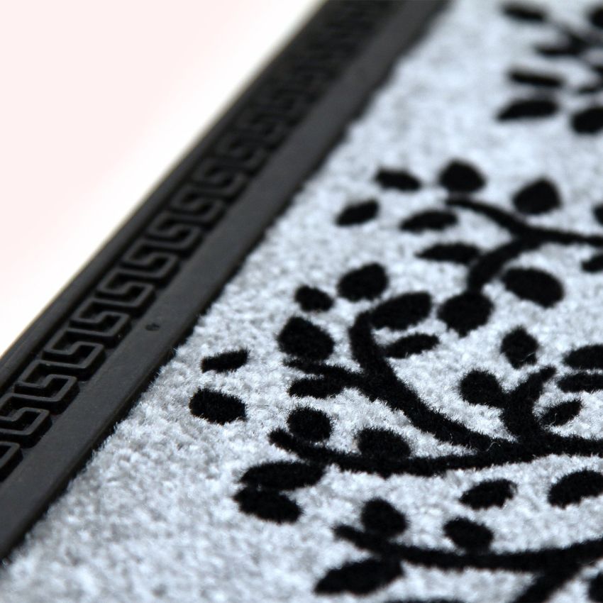 Onlymat Polypropylene Rectangular Doormat With Anti-Skid Rubber Back For Indoor,Outdoor,Patio,Home And Office,Weatherproof,Large,And Thick Entryway Rug With Black And Grey Tree Design(75X 45Cm)