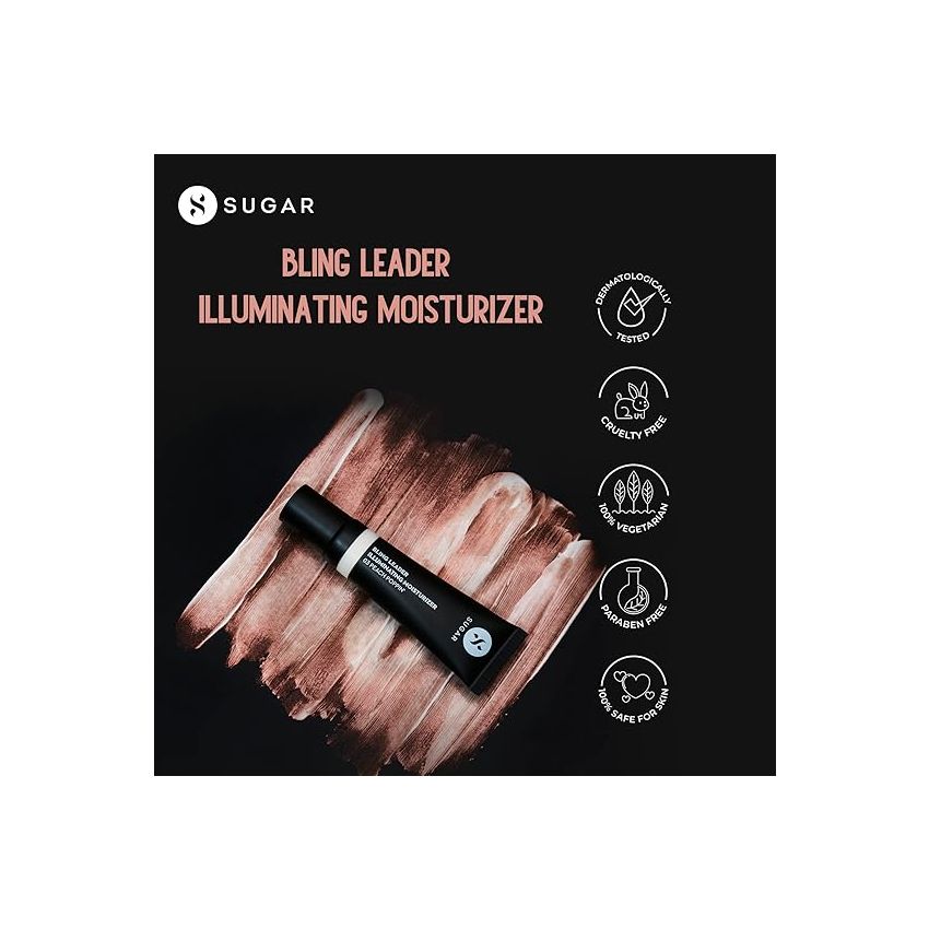 SUGAR Cosmetics - Bling Leader - Illuminating Moisturizer - 03 Peach Poppin'(Warm Peach Highlighter with Pearl Finish) - Lightweight Moisturizer and Highlighter, Protects against Pollution