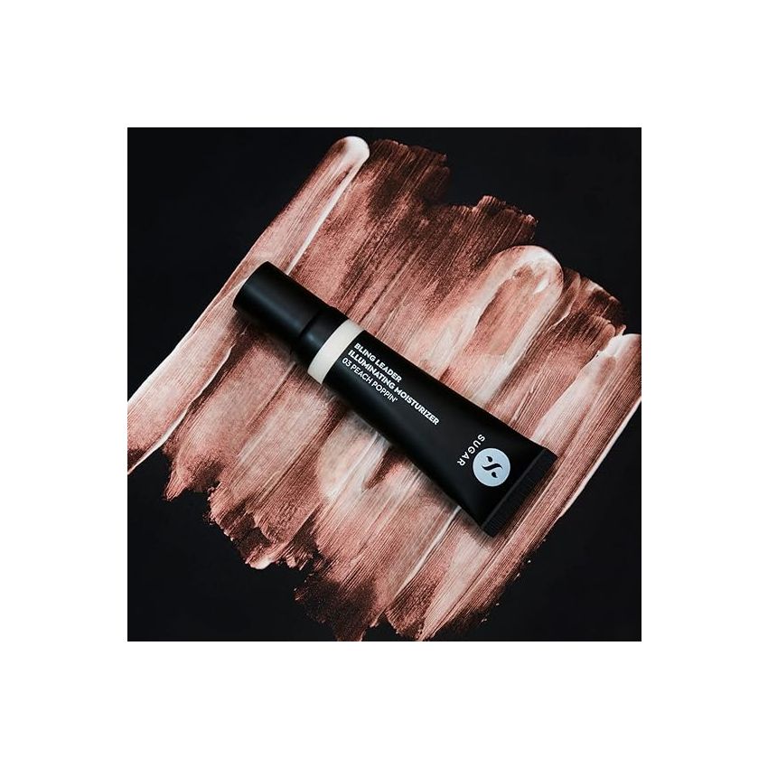 SUGAR Cosmetics - Bling Leader - Illuminating Moisturizer - 03 Peach Poppin'(Warm Peach Highlighter with Pearl Finish) - Lightweight Moisturizer and Highlighter, Protects against Pollution