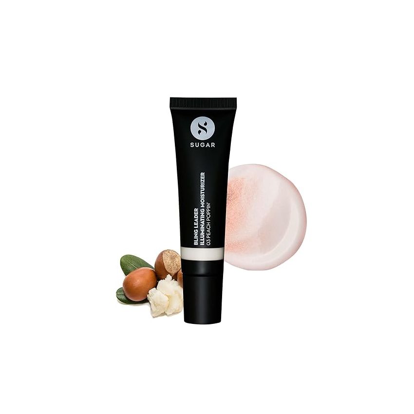 SUGAR Cosmetics - Bling Leader - Illuminating Moisturizer - 03 Peach Poppin'(Warm Peach Highlighter with Pearl Finish) - Lightweight Moisturizer and Highlighter, Protects against Pollution