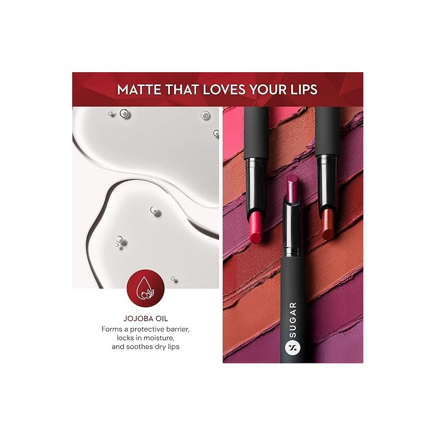 SUGAR Cosmetics Matte Attack Lipstick for Women | Transferproof & Smudgeproof | Lasts upto 12hrs | Enriched With Jojoba Oil | 2gm - Peachwood Mac