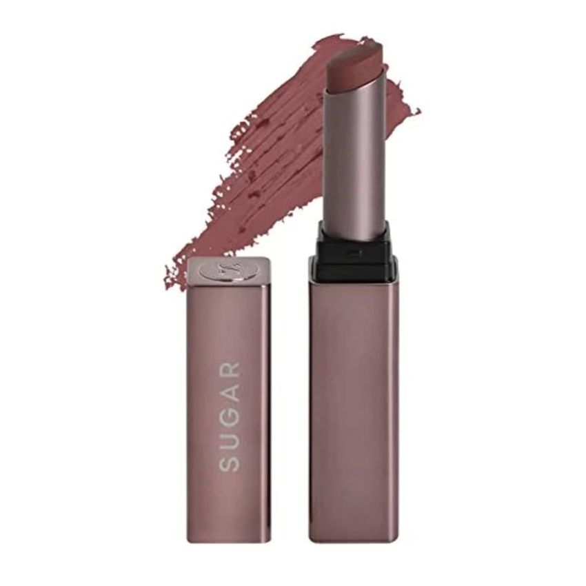 SUGAR Cosmetics Mettle Satin Lipstick | Highly Pigmented & Silky Matte Finish | Creamy Texture | Mango Butter Infused | 2.2 gm - 10 Diana (Peachy Pink)