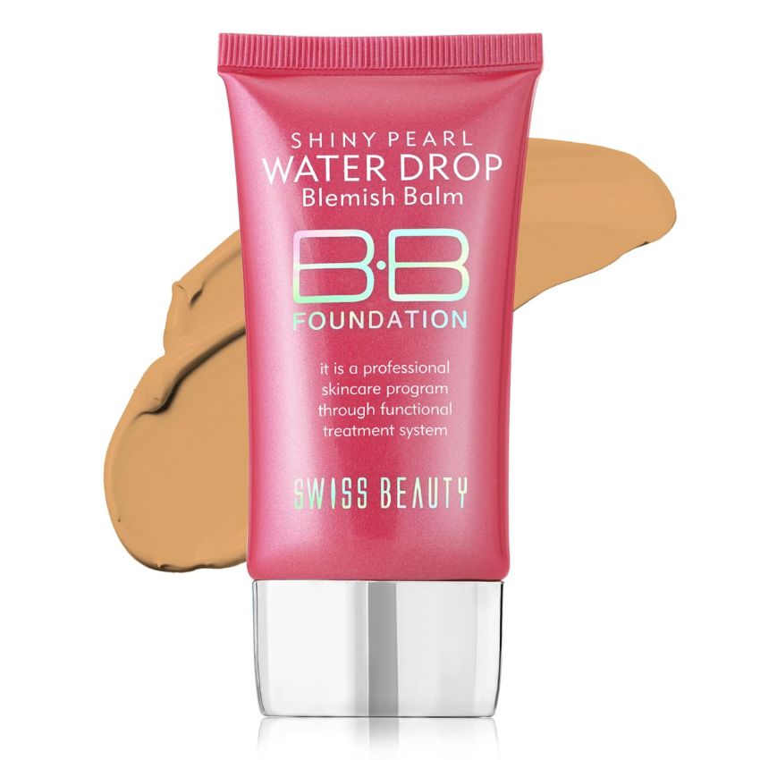 Swiss Beauty Matte Shiny Pearl Water Drop Blemish Long Lasting Balm BB Lightweight, Liquid Foundation, Face Makeup, Shade-05, 40ml