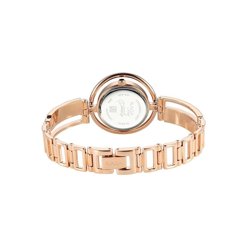Titan Raga Power Pearls Quartz Analog Mother of Pearl Dial Metal Strap Watch for Women-NS95232WM01F/NT95232WM01F