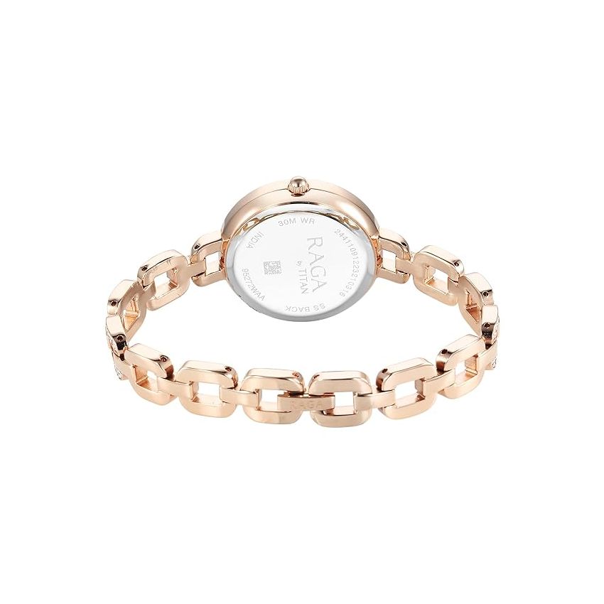 Titan Raga Showstopper Quartz Analog Mother of Pearl Dial Metal Strap Watch for Women-NS95272WM01/NT95272WM01