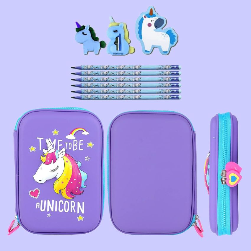 Cable World® New Kids Designer Hardtop Pencil Case for Girls and Women (Multi Color) (Multi Design)