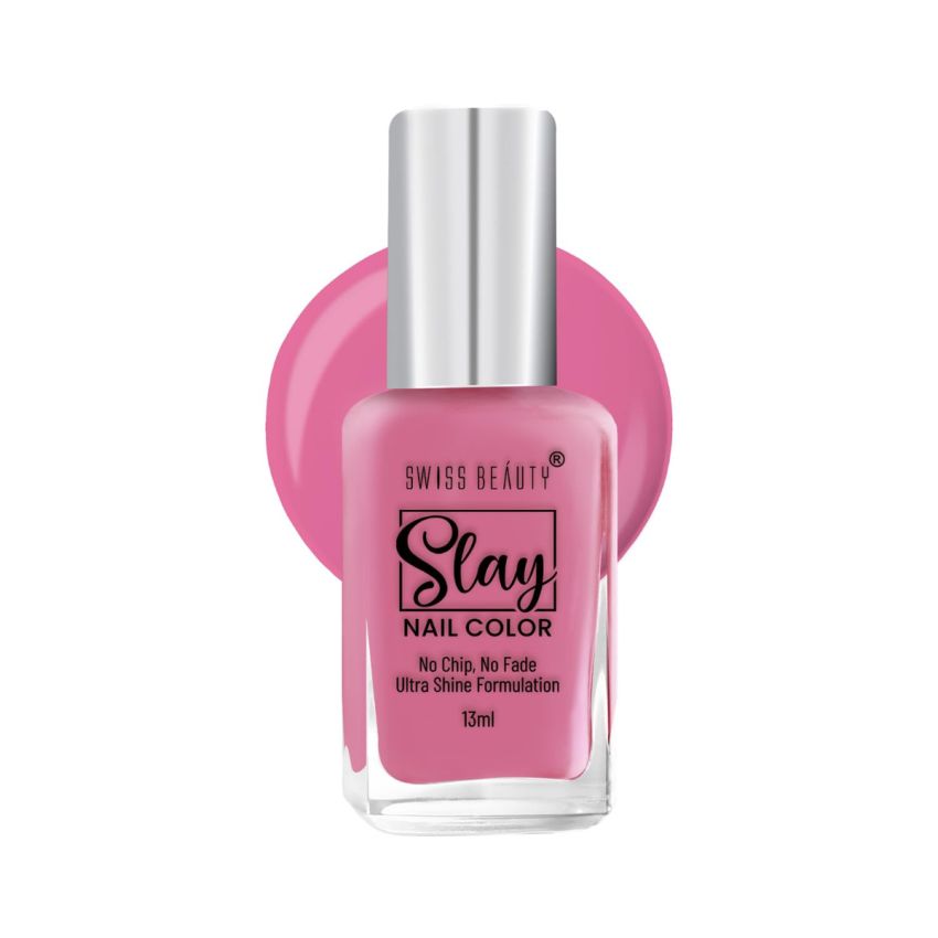 Swiss Beauty Slay Nail Color | Glossy Finish, Long Lasting Nail Paint| Chip resistant, Quick drying Nail Polish | Shade- Perfect Pink, 25Ml