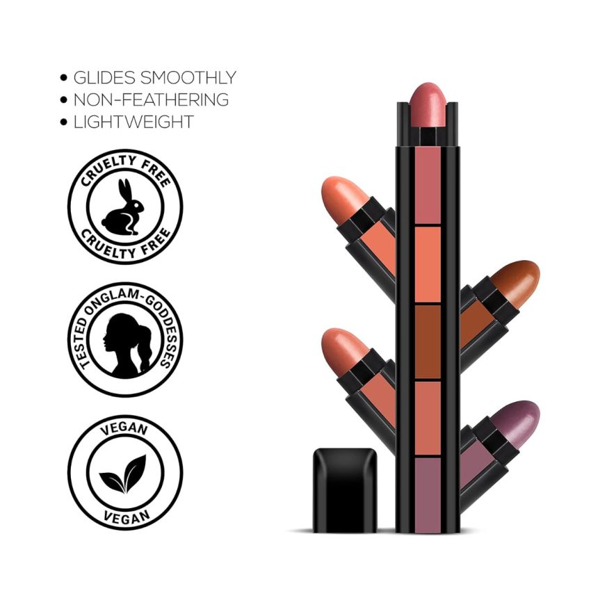 RENEE Fabness Combo Nude| Includes Madness PH Stick & Fab 5 Nude 5 in 1 Lipstick| Long Lasting, Semi Matte Finish| Compact & Easy to Use