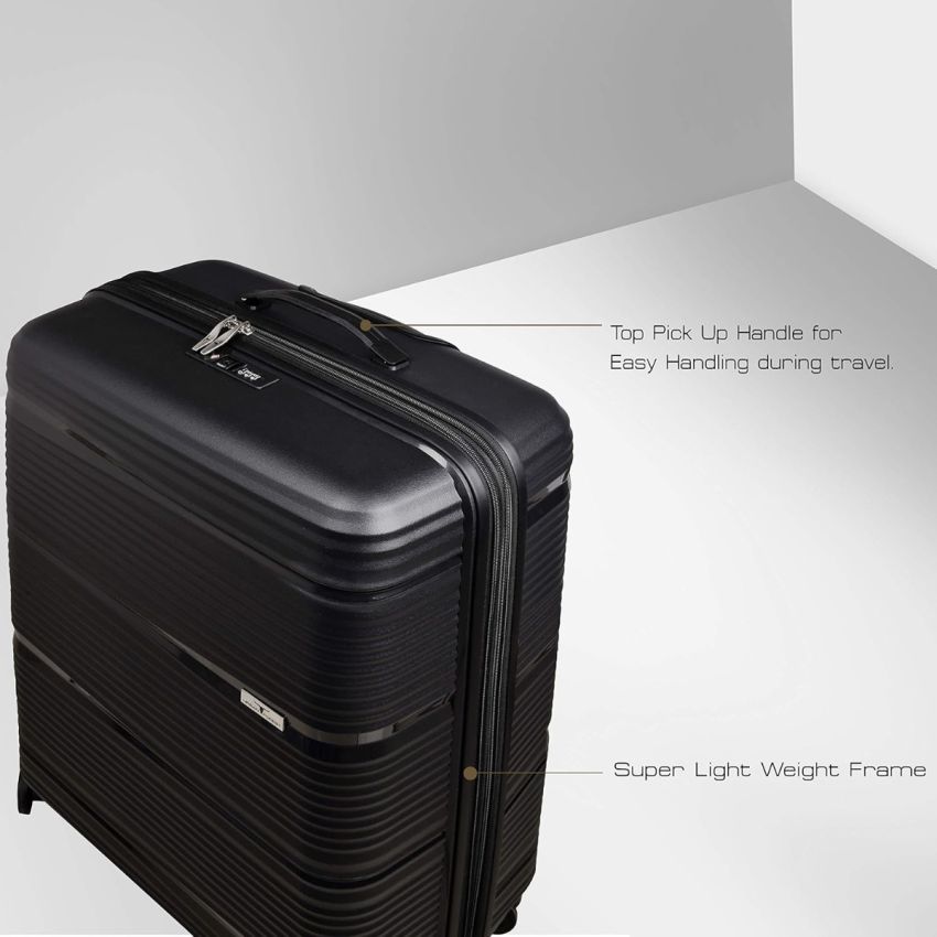 URBAN FOREST Phoenix Black Polypropylene Hard-Sided 55cm Carry-on Trolley Luggage Case