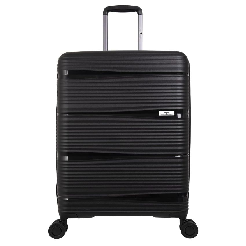 URBAN FOREST Phoenix Black Polypropylene Hard-Sided 55cm Carry-on Trolley Luggage Case