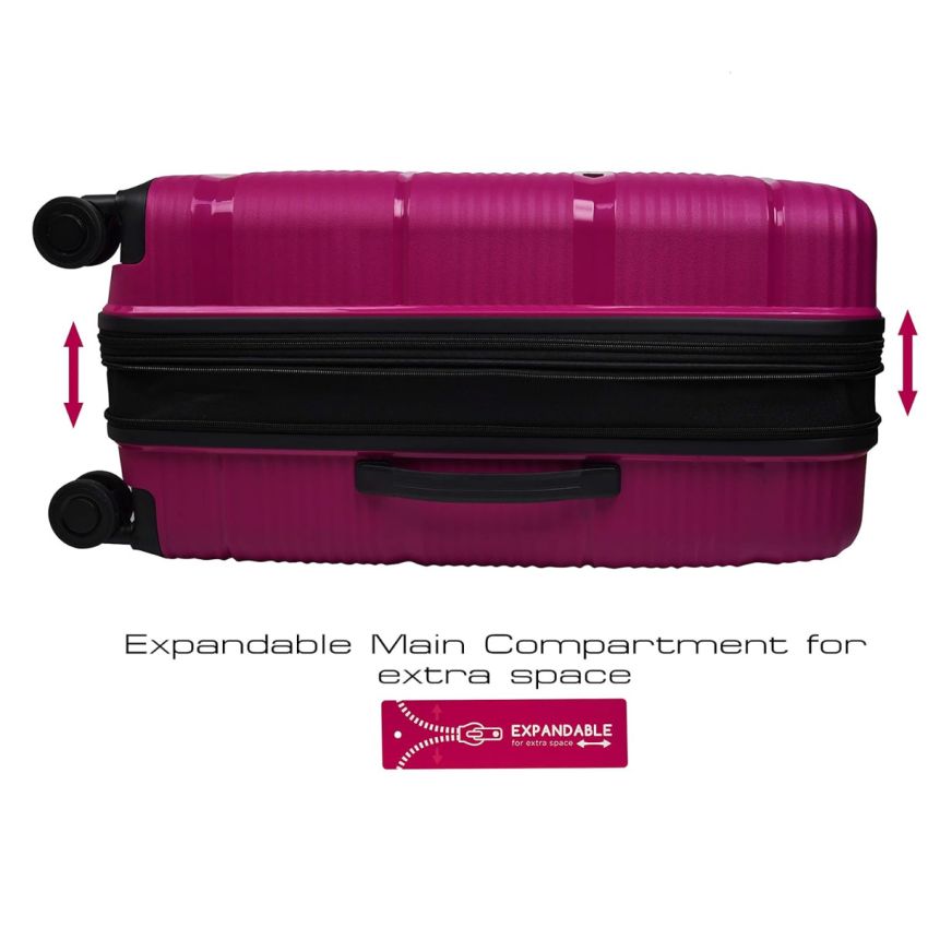 URBAN FOREST Phoenix Magenta Polypropylene Hard-Sided 78cm Check-in Trolley Luggage