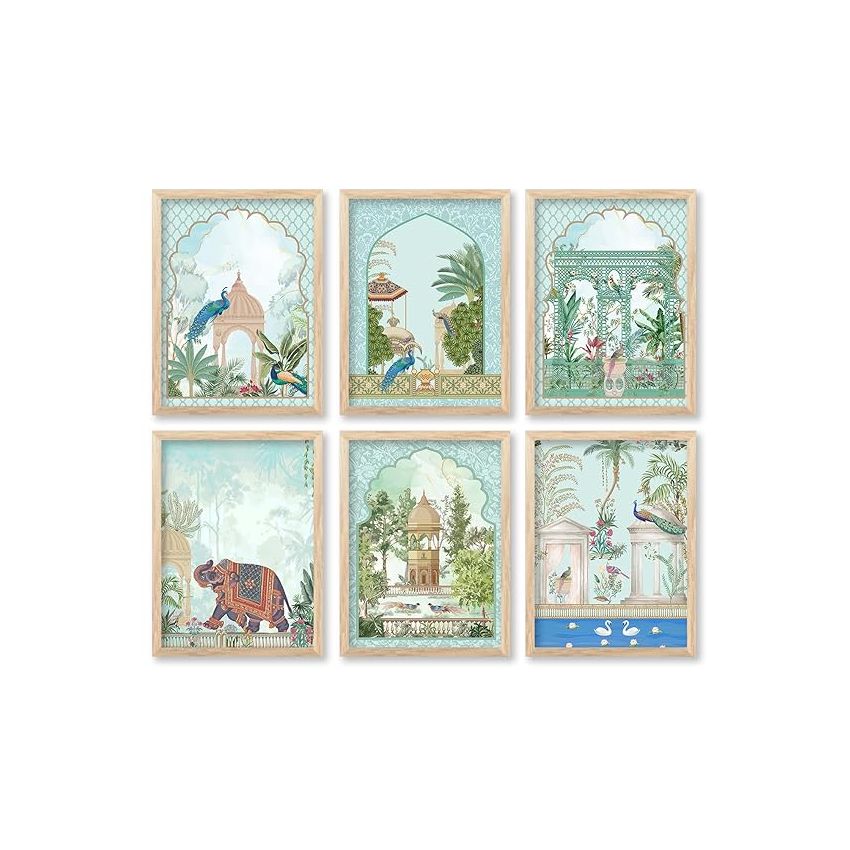 kotart Traditional Indian Art Pichwai Home Décor Paintings | Wall Hanging Frames | Painting for wall Decoration |Traditional Wall Poster With frames Set of 6 (13x17 inch, B)