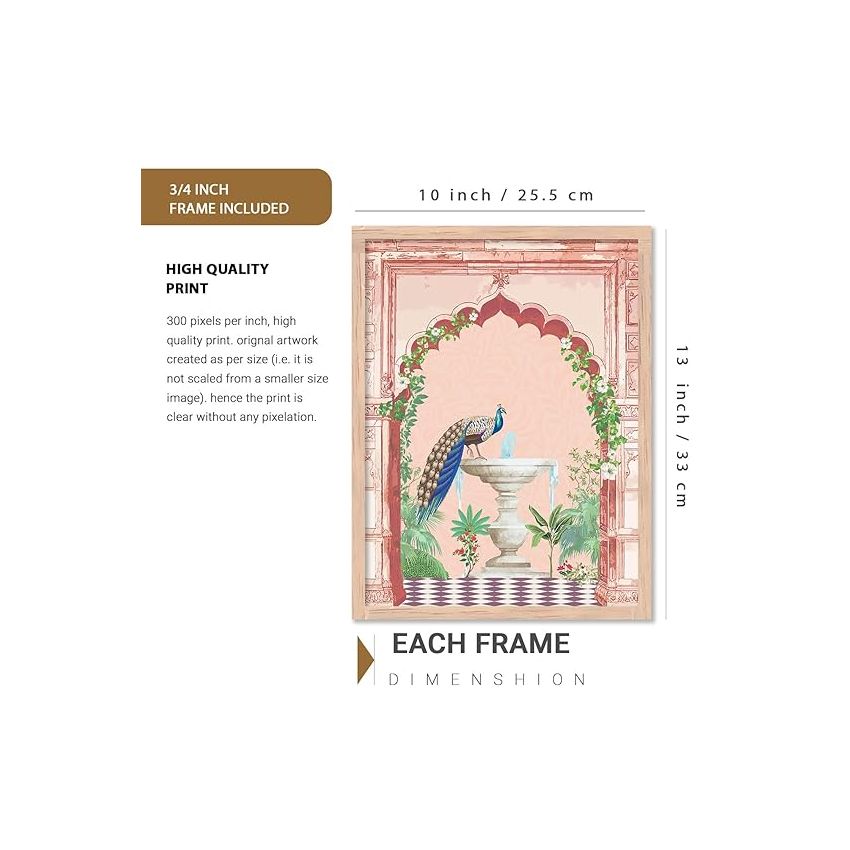 kotart Traditional Pichwai Wall Art Paintings with Frame for Home Decor - Framed Wall Painting for Living Room Bedroom Office Room Decor - Painting for Wall Decoration - (10x13 inch, A)