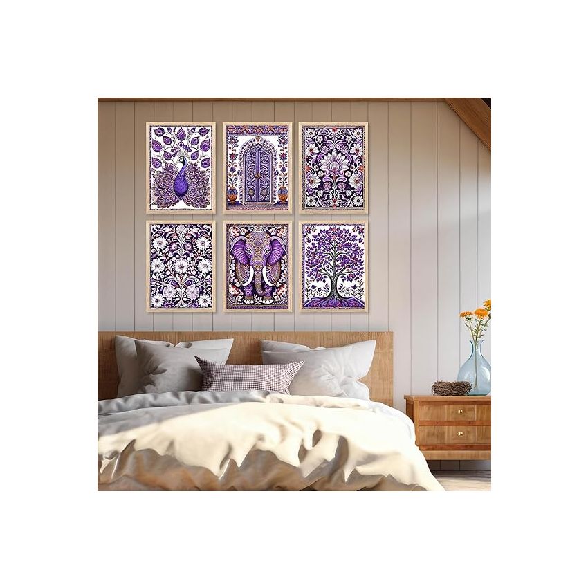 kotart Traditional Indian Pichwai Wall Art Paintings with Frame for Home Decor - Framed Wall Painting for Living Room Bedroom Office Room Decor - Painting for Wall Decoration - (10x13 inch, G)