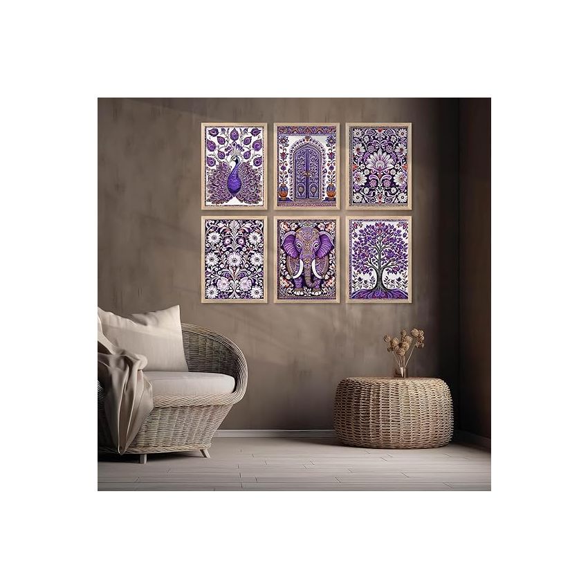 kotart Traditional Indian Pichwai Wall Art Paintings with Frame for Home Decor - Framed Wall Painting for Living Room Bedroom Office Room Decor - Painting for Wall Decoration - (10x13 inch, G)