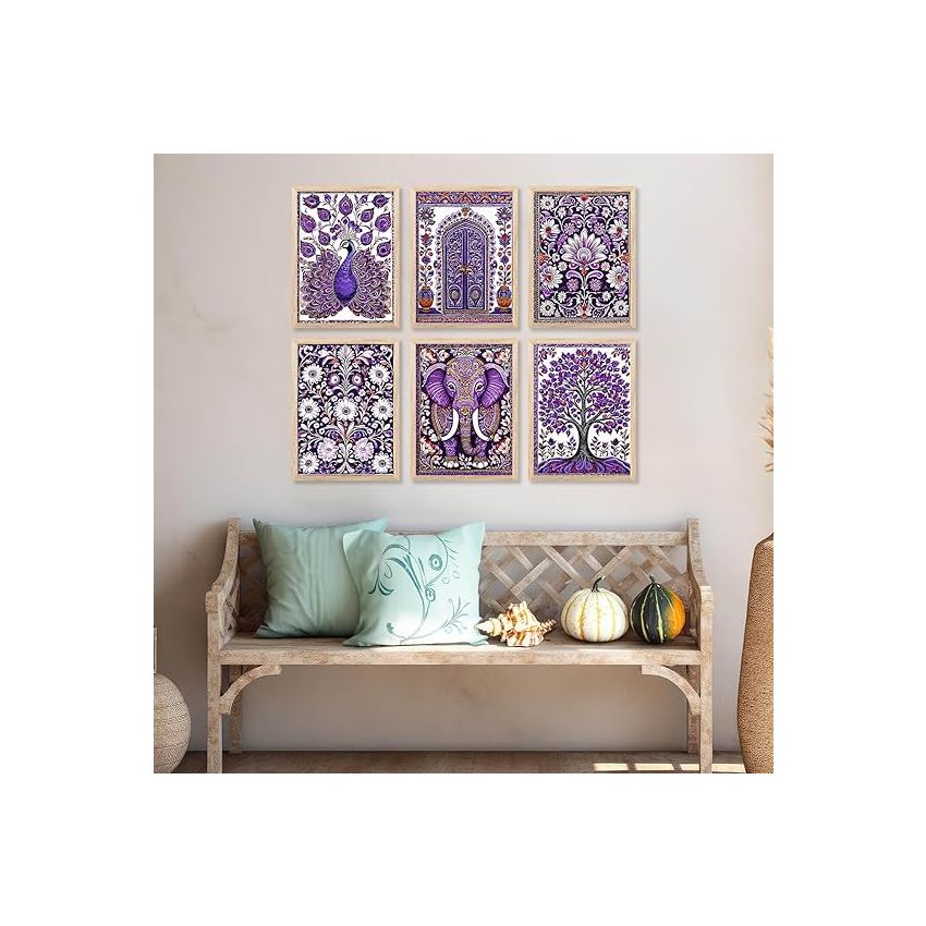 kotart Traditional Indian Pichwai Wall Art Paintings with Frame for Home Decor - Framed Wall Painting for Living Room Bedroom Office Room Decor - Painting for Wall Decoration - (10x13 inch, G)