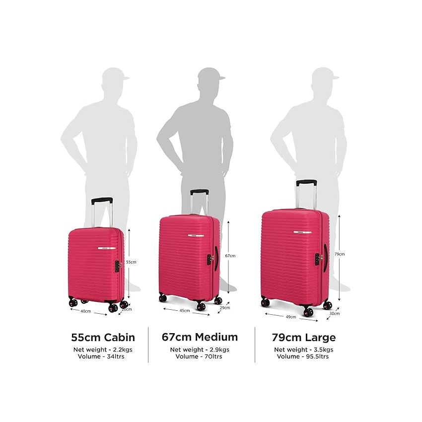 American Tourister Liftoff Spinner 67 cm Medium Berry Blast Polypropylene Check-in Hard Luggage with Double Wheel (Trolley/Suitcase), Pink