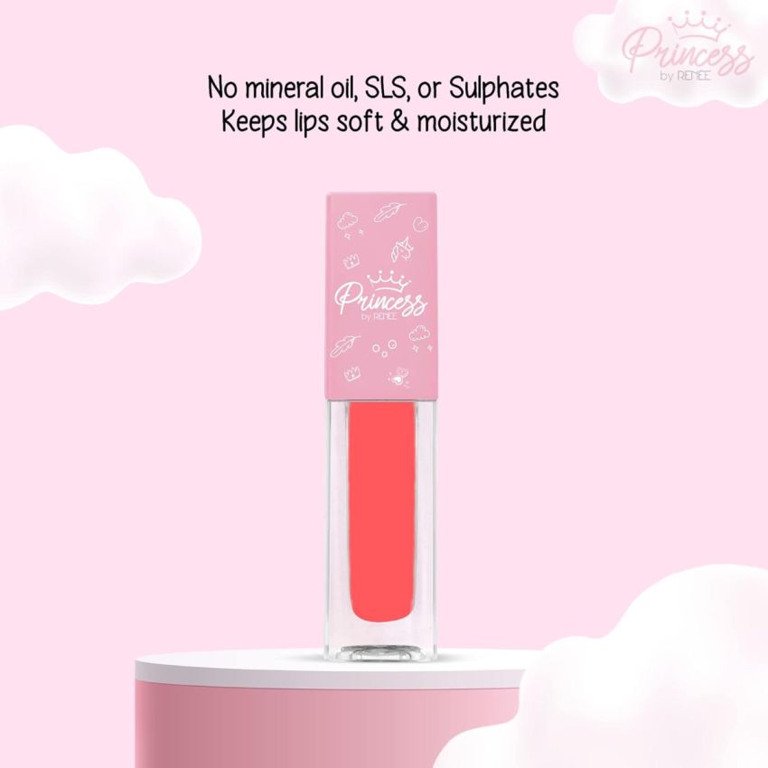 RENEE Princess Twinkle Lip Gloss Poppy Pink 1.8ml for Pre-teen Girls | Enriched With Jojoba Oil & Shea Butter | Lightweight, Glossy, Non Sticky Formula