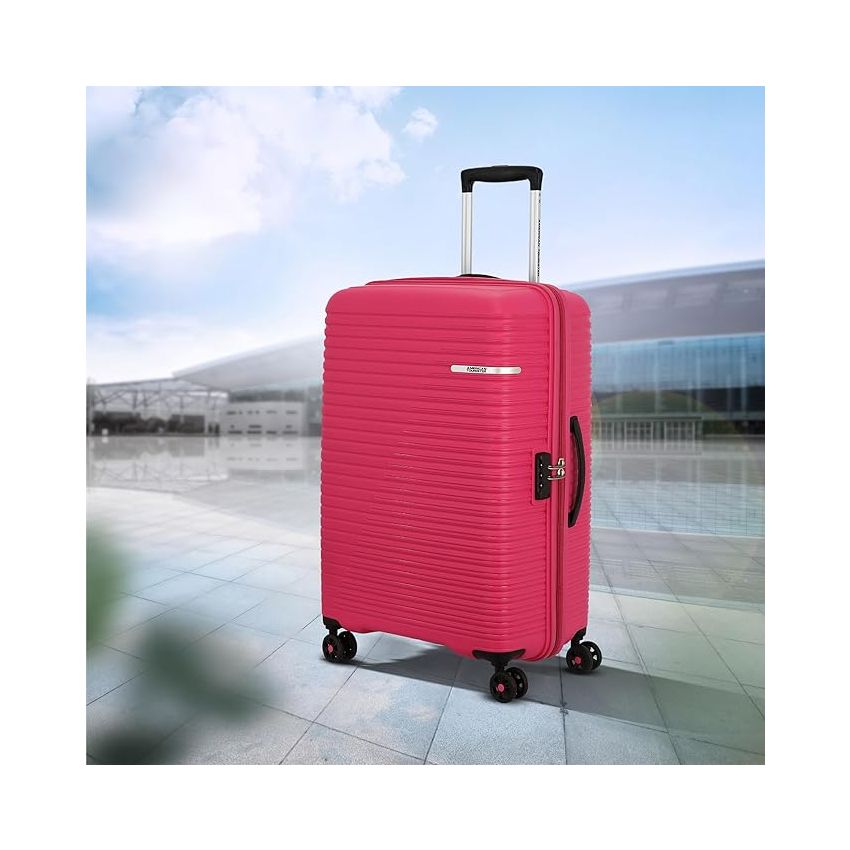 American Tourister Liftoff Spinner 67 cm Medium Berry Blast Polypropylene Check-in Hard Luggage with Double Wheel (Trolley/Suitcase), Pink