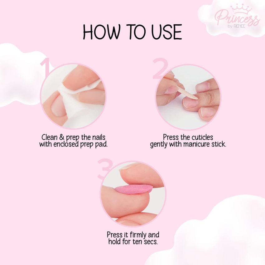 Princess by RENEE Stick on Nails Pink Marble | 24 Reusable Artificial Nail Set | Lightweight, Long Lasting, Easy to Use | Quick Fix for Special Occasions