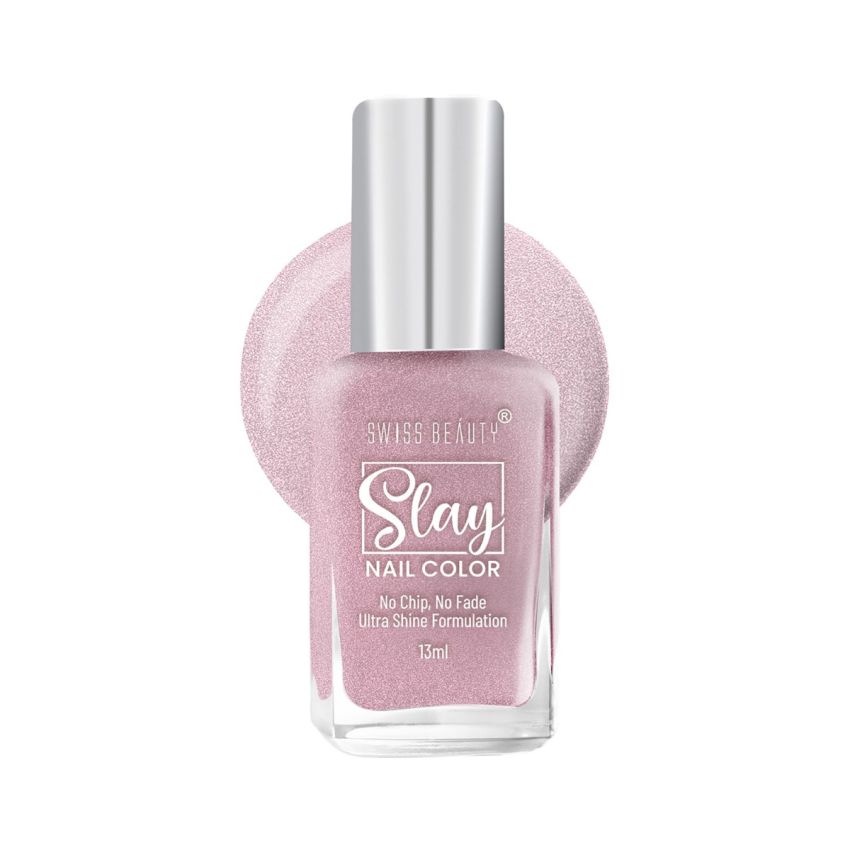 Swiss Beauty Slay Nail Color | Glossy Finish, Long Lasting Nail Paint| Chip resistant, Quick drying Nail Polish | Shade- Pink Crush, 25Ml
