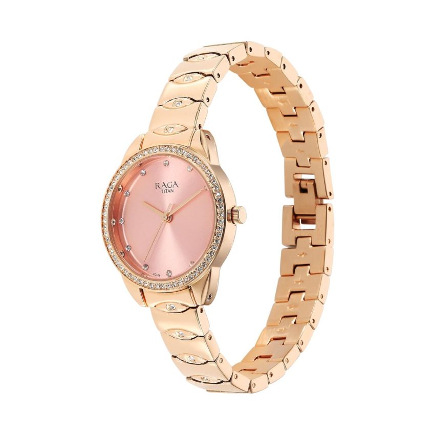 Titan Raga Showstopper Quartz Analog Pink Dial Metal Strap Watch for Women-NS95281WM01/NT95281WM01