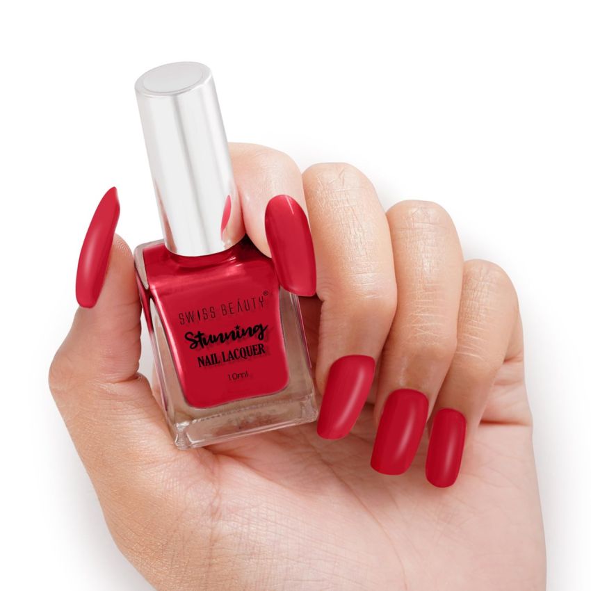 Swiss Beauty Stunning Nail Lacquer | Chip Resistant, Quick drying nail paint | Highly Pigmented with high shine Nail polish | Shade - Pinkalicious, 12gm
