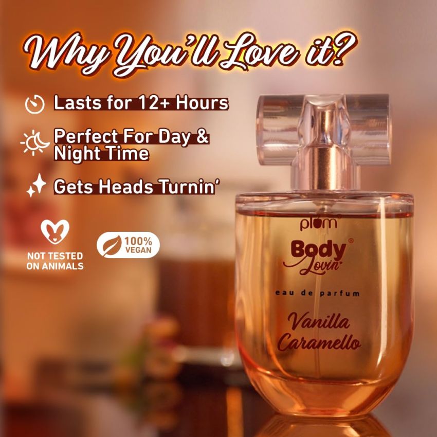 Plum BodyLovin' Vanilla Caramello Eau De Parfum | Long Lasting & Premium Gourmand Fragrance | Luxury Perfume For Women | Vanilla, Caramel & Pistachio Notes (50 ml)