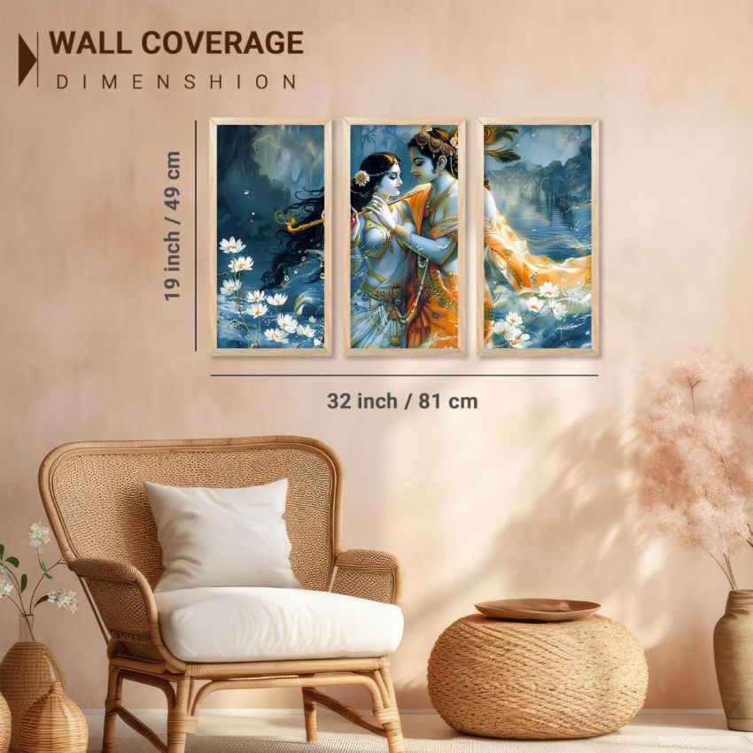 kotart - Painting for wall Hanging | Traditional Indian Art Pichwai Wall Décor Paintings | Indian Art Pichwai Wall Décor Paintings For Home Décor Living Room Bedroom Set of 3 (10X19 INCH, D)