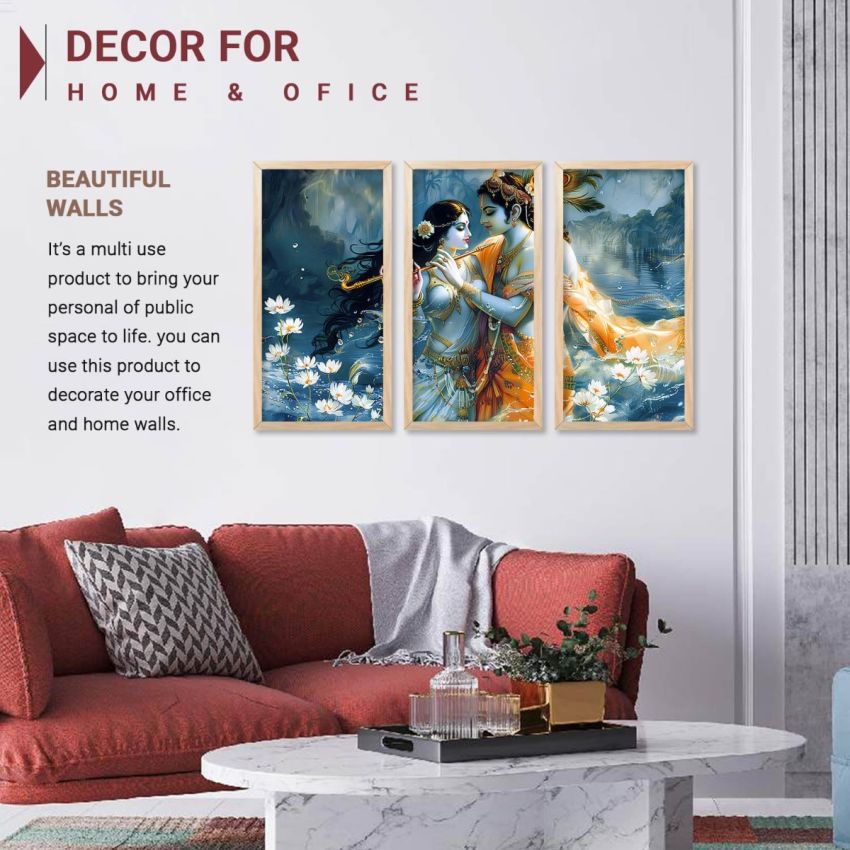 kotart - Painting for wall Hanging | Traditional Indian Art Pichwai Wall Décor Paintings | Indian Art Pichwai Wall Décor Paintings For Home Décor Living Room Bedroom Set of 3 (10X19 INCH, D)